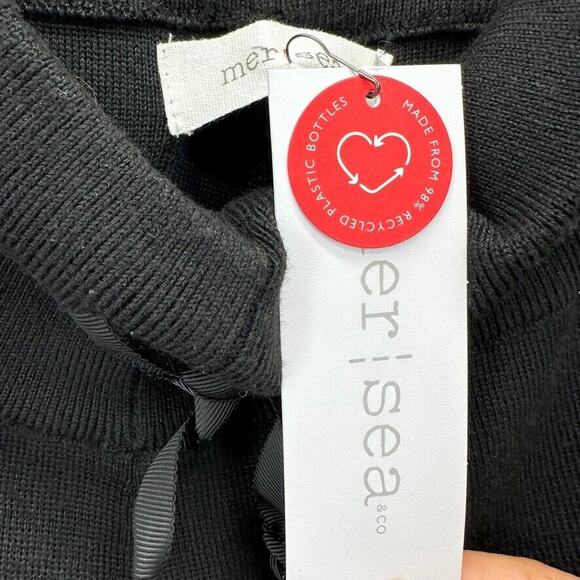 Mer Sea Palazzo Pants Black‎ Sweater Knit Wide Leg Med Recycled Cozy Comfort NWT - Picture 11 of 12